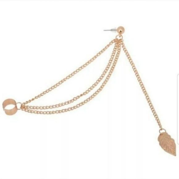 ☆Cindy☆ Feather Chain and Cuff Earring - Picture 3 of 3